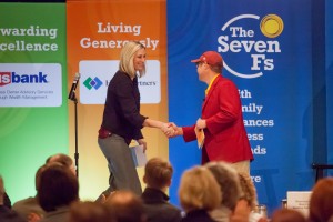 Beth Goetz allowed me to share my Gopher pride by welcoming her to the stage in my ratty old Minnesota hat.