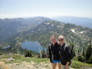 Katie and Melinda: proof that we all made it to the top of the Mountain